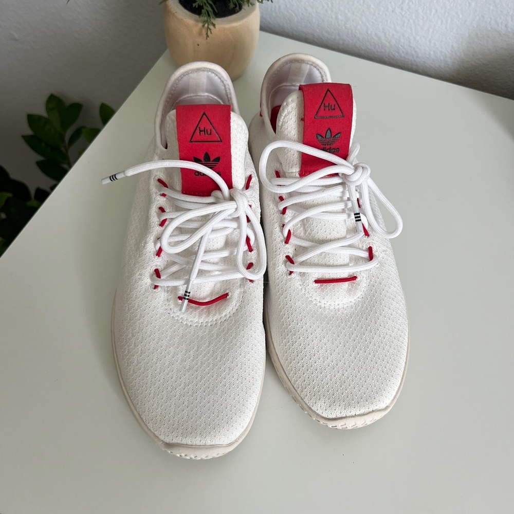 White and Red Adidas Sneakers